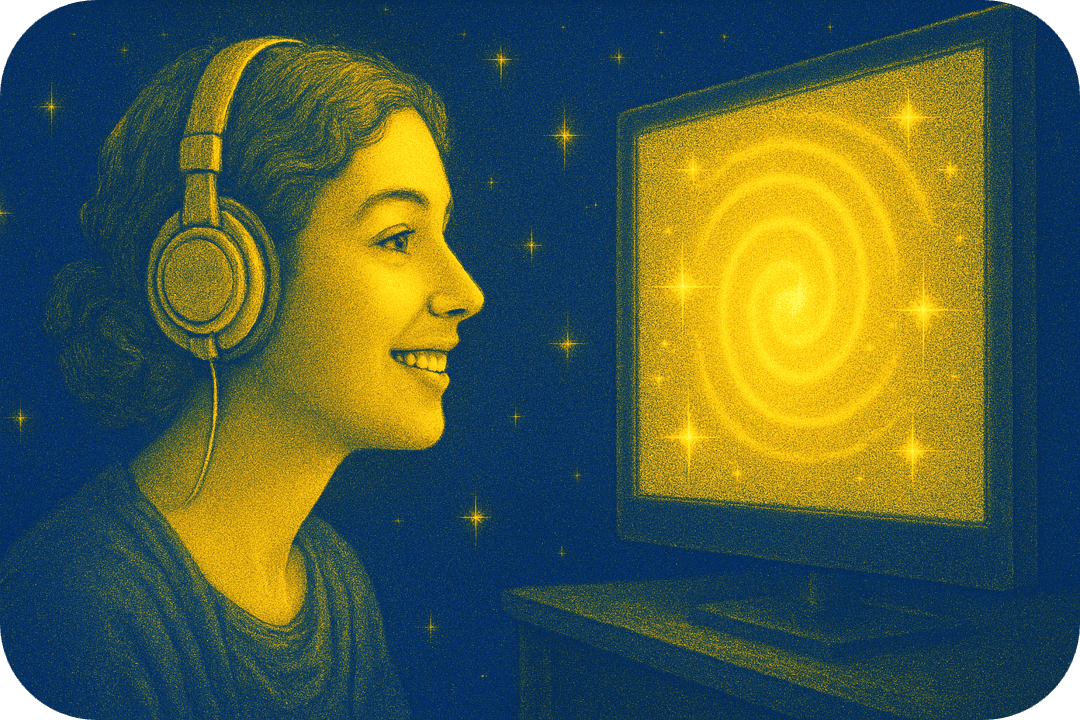 Visual representation of brain waves and technology for reprogramming.